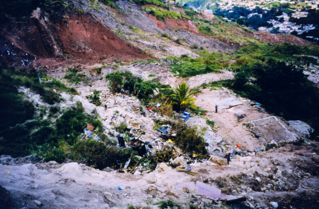 Landslide damage in the aftermath of Hurricane Mitch
