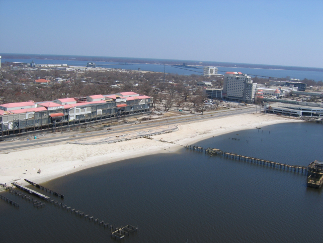 Biloxi Grand Casino barge 1,000 yards west of hotel on other side of Highway90