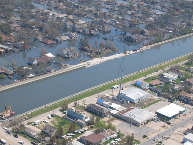 A view of levee repairs following Hurricane Katrina