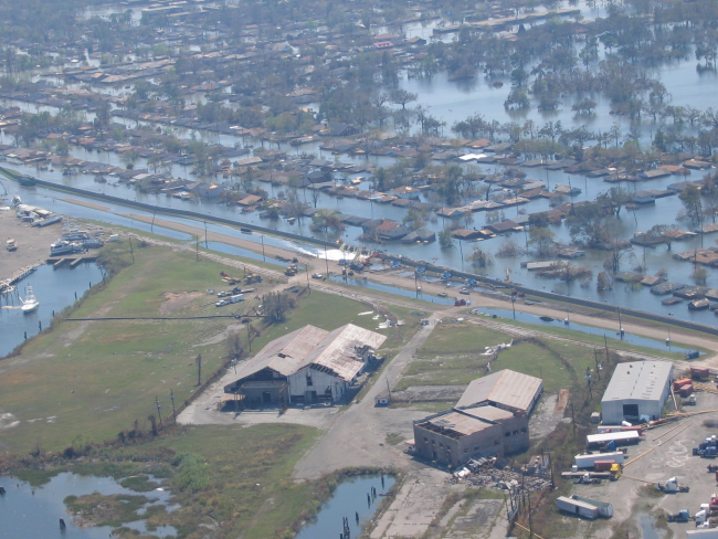 A view of levee repairs following Hurricane Katrina