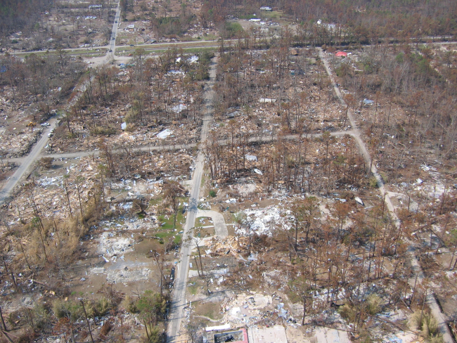 Total devastation following Hurricane Katrina