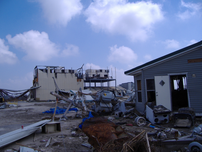 Devastation of fisheries infrastructure in Plaquemines Parish following Katrina