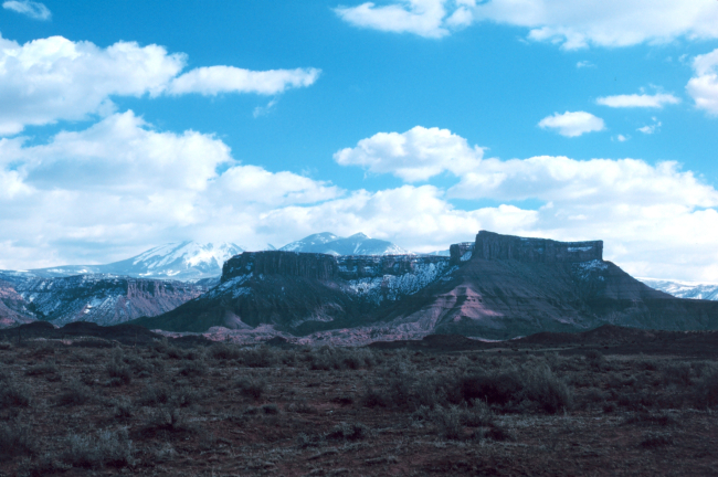 Mesas, mountains, and cumulus in the Colorado Plateau country
