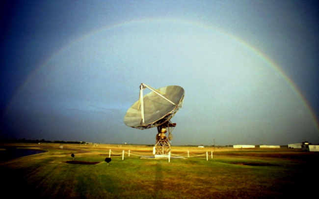 A rainbox arching over the WSR-88D test radar