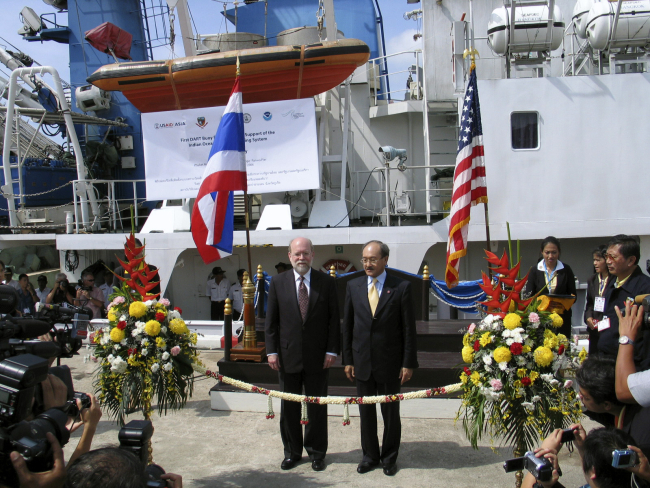 Ceremony in Phuket, Thailand, where the MV SEAFDEC ship was ready to set sail to deploy the first Indian Ocean tsunami detection buoy