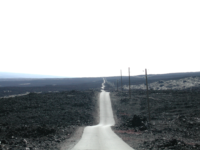 Looking down the Mauna Loa Observatory Road