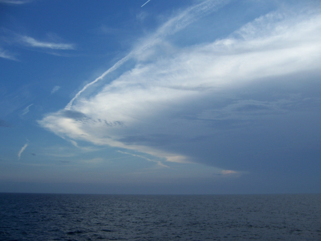 A thunderstorm approaching Chesapeake Bay entrance