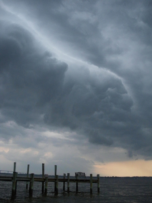 Storm clouds accompanying a front moving through the Chesapeake Bay area