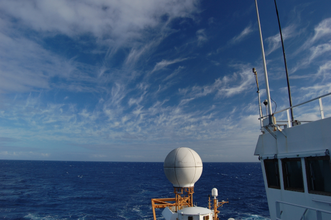 Cirrus seen looking aft on the NOAA Ship RONALD H