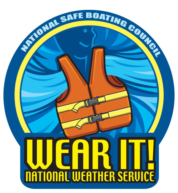 Poster encouraging use of life vests while boating