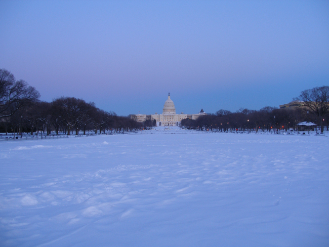 Looking east on the National Mall towards the Capitol following the blizzard  ofFebruary 9-10