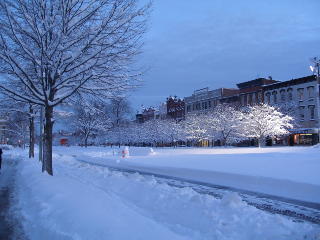 A snowy DC street