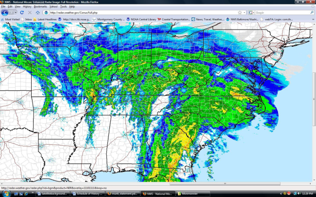 Radar image of February 5 and 6 snowstorm blasting the eastern half ofthe United States