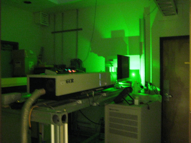 The green laser used for aerosol content determination at the Mauna LoaObservatory