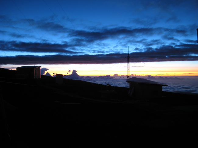 Final shades of daylight as night falls at the Mauna Loa Observatory