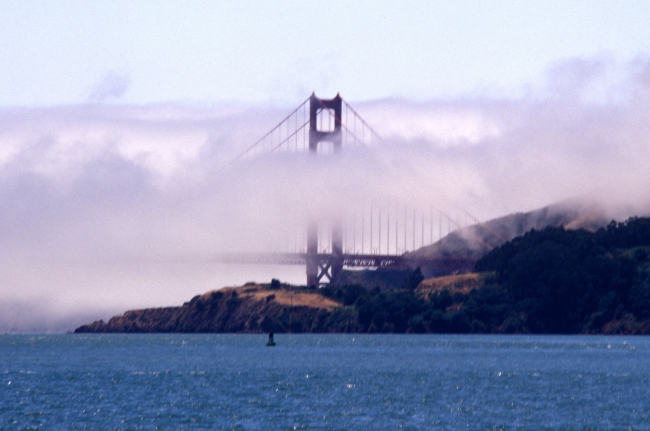 A view of the north pier of the Golden Gate Bridge