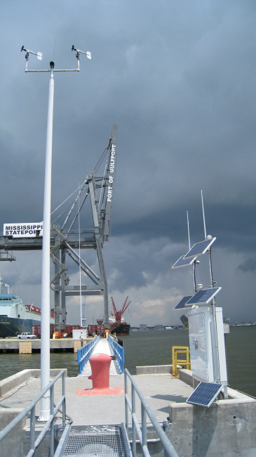 A new real-time wind and current system installed as part of the Pascagoula-Gulfport Physical Oceanographic Real-Time System (PORTS@)