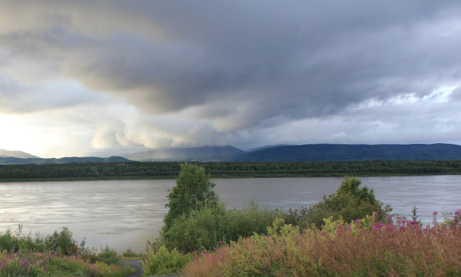 Squally weather near midnight on the Yukon River