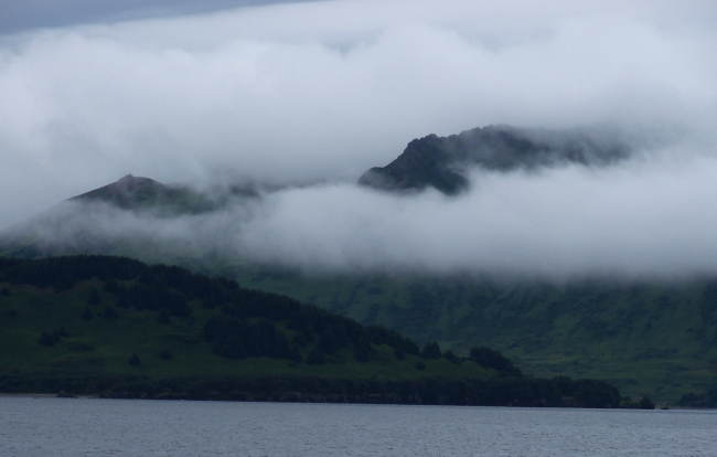 Clouds at different levels on Kodiak Island