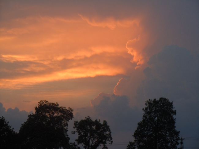 Picture taken at sunset following severe weather and tornado outbreak