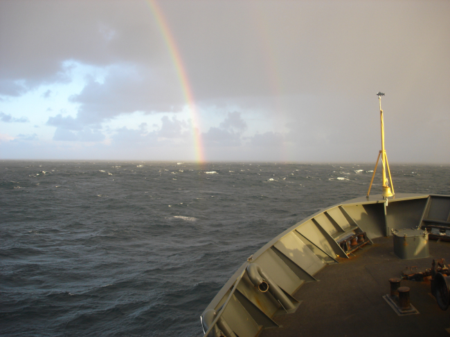 A double rainbow seen on the starboard bow of the MILLER FREEMAN