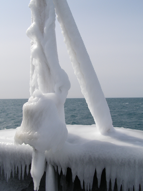 Heavy ice enshrouding the MILLER FREEMAN ship's bell