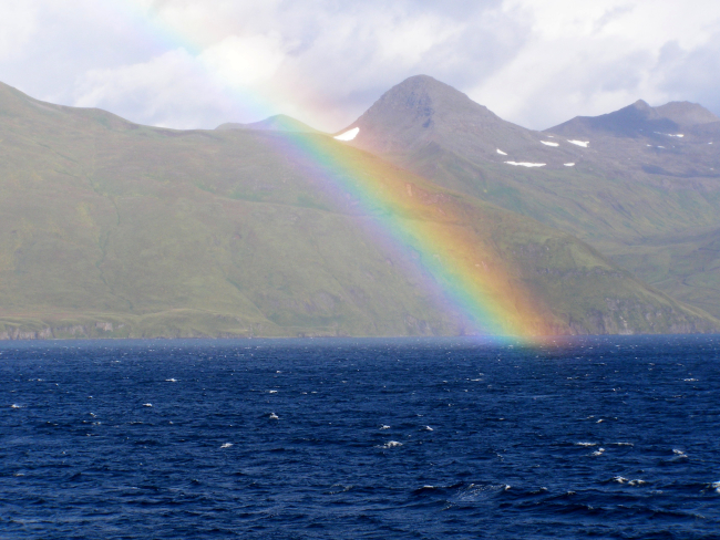 A brilliant rainbow seen from the NOAA Ship MILLER FREEMAN at DutchHarbor