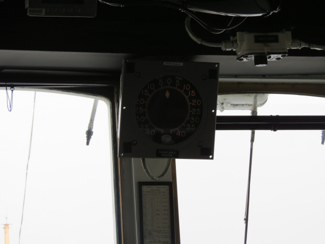 The view from the bridge of the NOAA Ship FAIRWEATHER on a zero-visibilityfoggy day