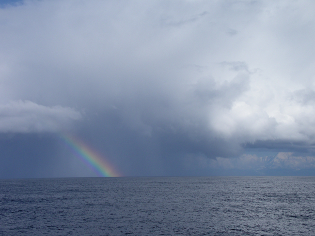 Rainbow seen at sea from off the Fairweather Range approaching Cape Spencer