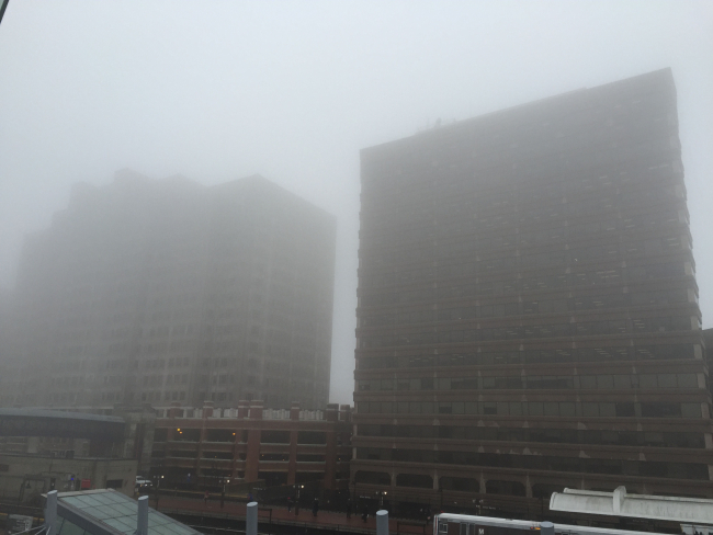 A foggy day at the NOAA Complex in Silver Spring, Maryland