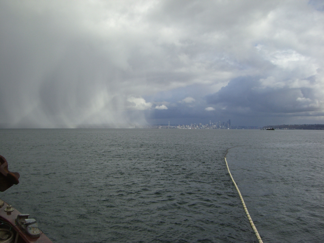 Snow squall in Puget Sound