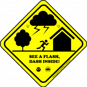 The “See a Flash, Dash Inside!” slogan and logo were developed in collaboration with the Deaf and hard of hearing community.