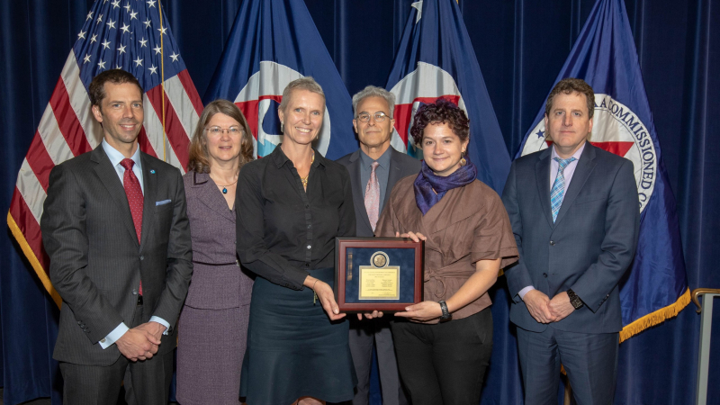 Seaberry Nachbar and Bronwen Rice accepted the Bronze Medal award on behalf of the B-WET program team at the 2019 NOAA Bronze Medal and Distinguished Career Awards Ceremony on May 14, 2019.