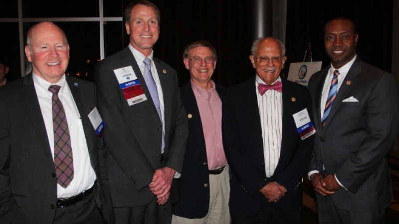 Left to Right: AMS President-Elect, Dr. Alexander McDonald, and Past Presidents, Drs. William Gale, Fred Carr, Warren Washington, and Marshall Shepard