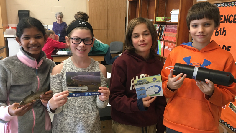 The COAST program, jointly funded by Woods Hole Sea Grant and NOAA Fisheries' Northeast Fisheries Science Center, visited classrooms throughout Woods Hole area school districts in 2019 to conduct salmon activities during the International Year of the Salmon.