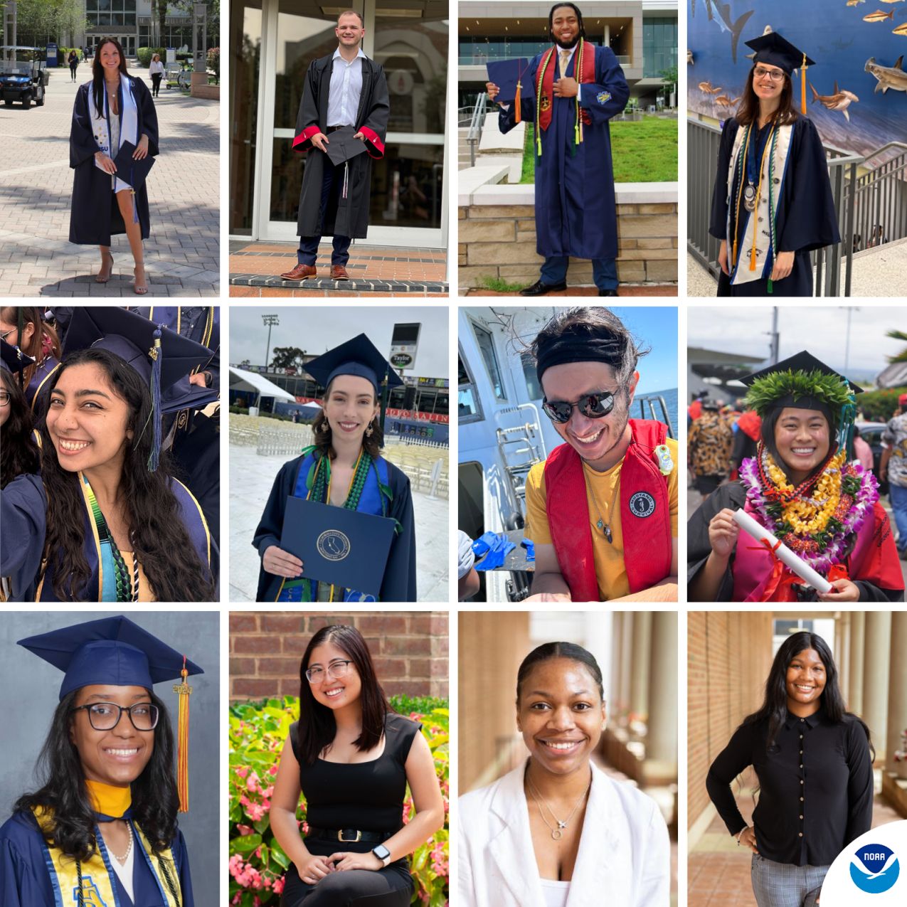 A grid of photos, each of which is of one of the scholars at their institution's graduation ceremony or a professional headshot.
