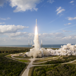 A United Launch Alliance Atlas V rocket lifts off from Space Launch Complex 41 at Cape Canaveral Air Force Station carrying the NOAA Geostationary Operational Environmental Satellite, or GOES-S.