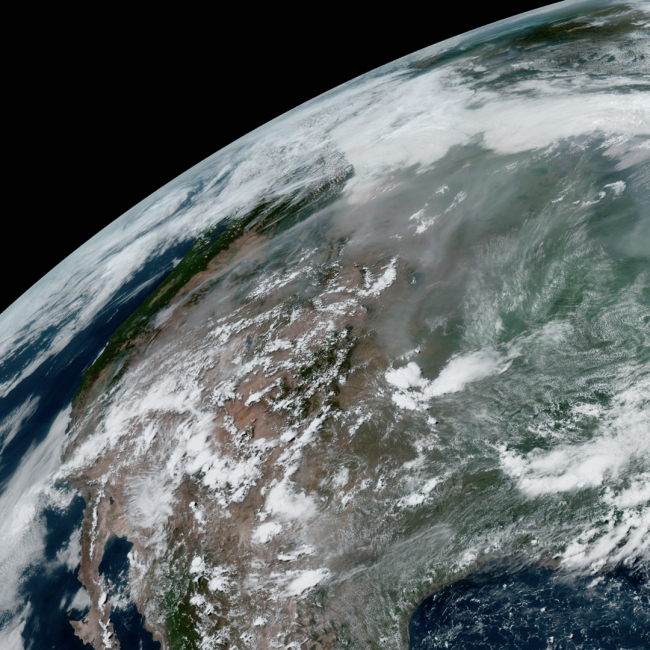 NOAA GOES-East satellite image of continental U.S. from July 18, 2021.